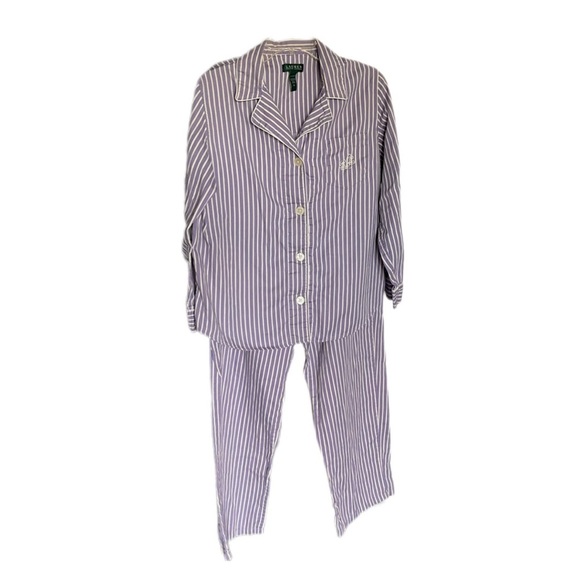 Lauren Ralph Lauren Other - Lauren Ralph Lauren Light Purple White Stripe Long Sleeve Pajama Set Women’s XL